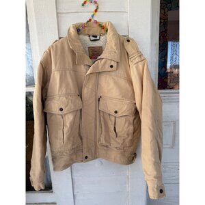 Vintage 90s Mens Levis Tan Cotton Trucker Jacket Sherpa Lined Size M